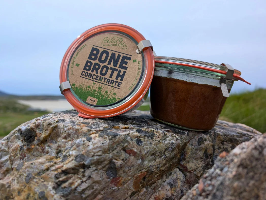 Wild Isle bone broth concentrate in a Weck jar